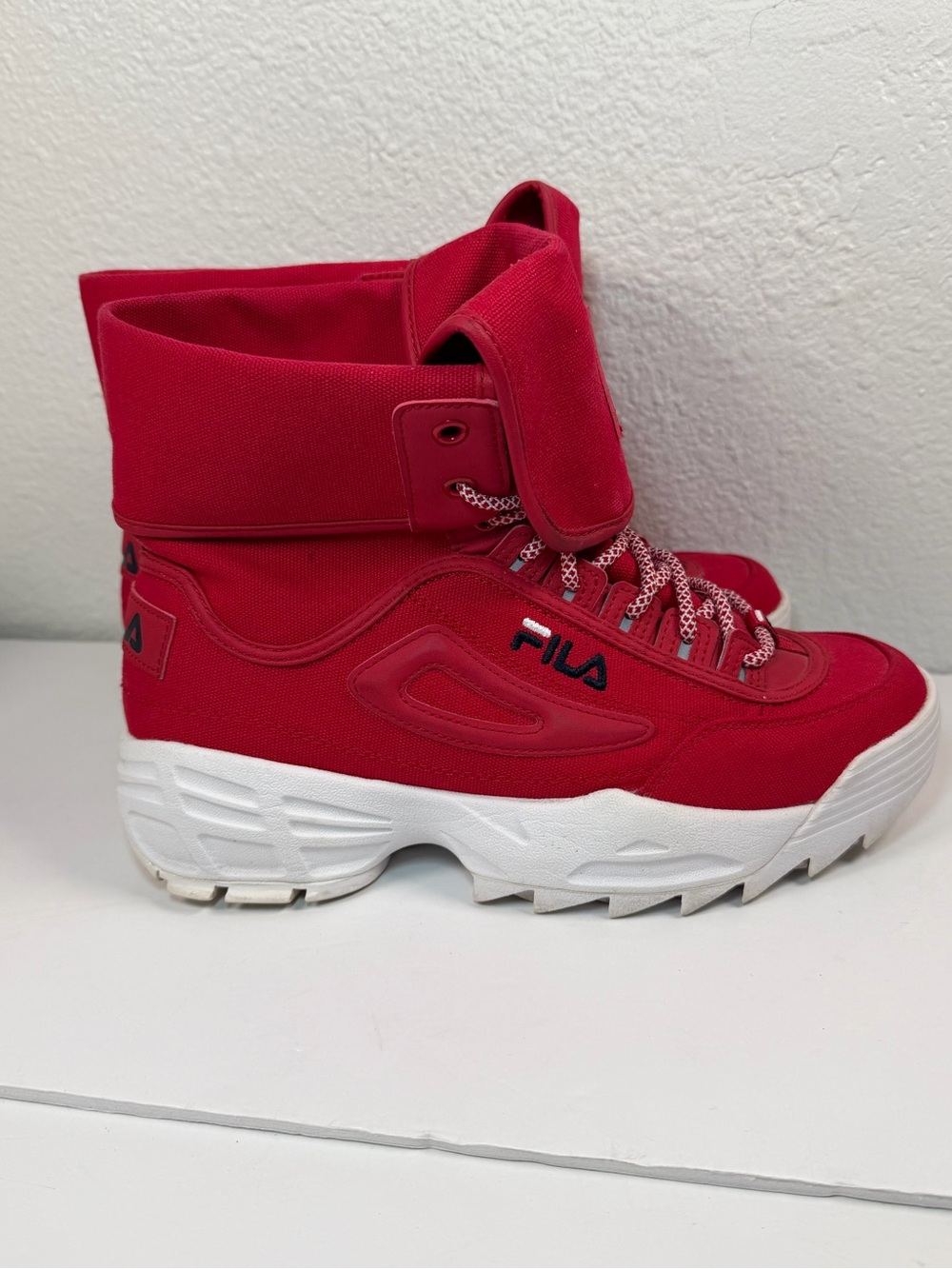 FILA Disruptor High Top Sneakers Women 9.5 Red Platform Chunky Boots - Picture 5 of 9
